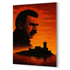 Abdullah Öcalan prison island silhouette rejected metal print mockup