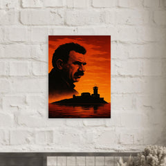Abdullah Öcalan prison island silhouette rejected metal print mockup