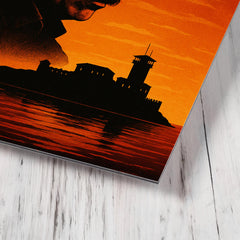 Abdullah Öcalan prison island silhouette rejected metal print mockup