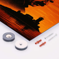 Abdullah Öcalan prison island silhouette rejected metal print mockup