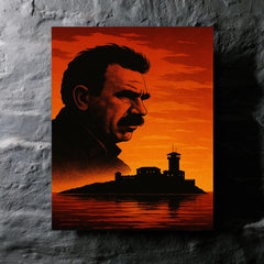 Abdullah Öcalan prison island silhouette rejected metal print mockup