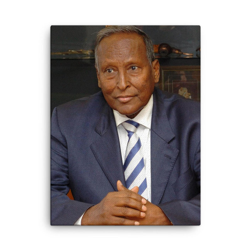 Abdullahi Yusuf Ahmed canvas print on a plain backdrop in size 18