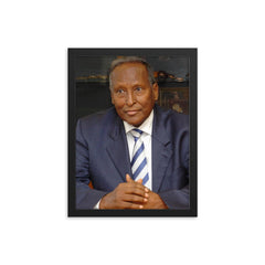 Abdullahi Yusuf Ahmed framed print on a plain backdrop in size 12"x16".