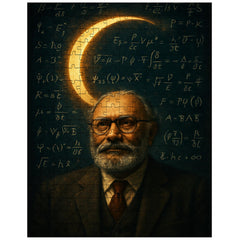 Abdus Salam beneath equations and crescent light jigsaw puzzle