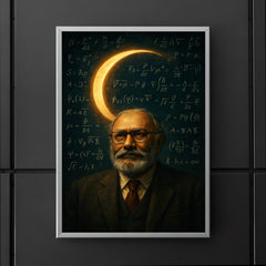 Abdus Salam beneath equations and crescent light poster 5
