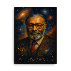 Abdus Salam cosmic physics portrait canvas print on a plain backdrop in size 18"x24".