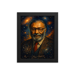 Abdus Salam cosmic physics portrait framed print on a plain backdrop in size 8"x10".