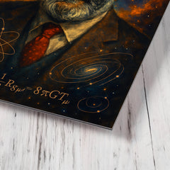 Abdus Salam cosmic physics portrait metal print mockup