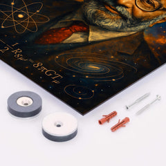 Abdus Salam cosmic physics portrait metal print mockup
