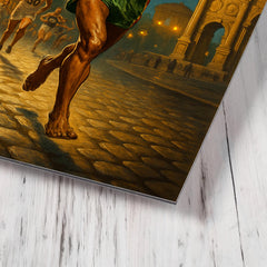 Abebe Bikila barefoot Olympic marathon through Rome metal print mockup