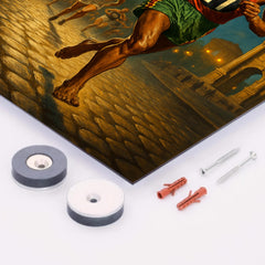 Abebe Bikila barefoot Olympic marathon through Rome metal print mockup