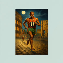 Abebe Bikila barefoot Olympic marathon through Rome poster 8