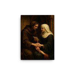 Abelard and Héloïse forbidden letters scene canvas print on a plain backdrop in size 12"x16".