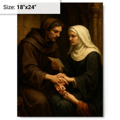 Abelard and Héloïse forbidden letters scene metal print on a plain backdrop in size 18"x24".