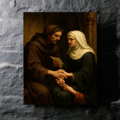 Abelard and Héloïse forbidden letters scene metal print mockup