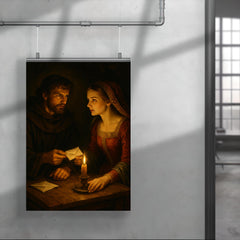 Abelard and Heloise exchanging secret letters by candlelight poster 4