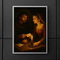 Abelard and Heloise exchanging secret letters by candlelight poster 5