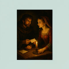 Abelard and Heloise exchanging secret letters by candlelight poster 8