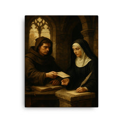 Abelard and Heloise in forbidden monastic correspondence canvas print on a plain backdrop in size 16"x20".