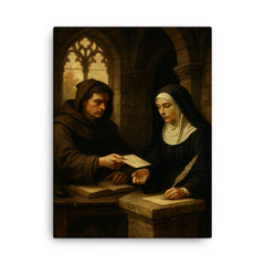 Abelard and Heloise in forbidden monastic correspondence canvas print on a plain backdrop in size 18"x24".