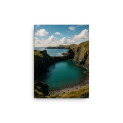 Abereiddy Blue Lagoon Wales canvas print on a plain backdrop in size 12"x16".