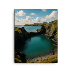 Abereiddy Blue Lagoon Wales canvas print on a plain backdrop in size 16"x20".
