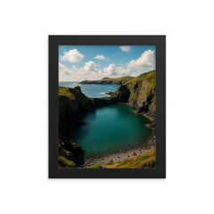 Abereiddy Blue Lagoon Wales framed print on a plain backdrop in size 8"x10".