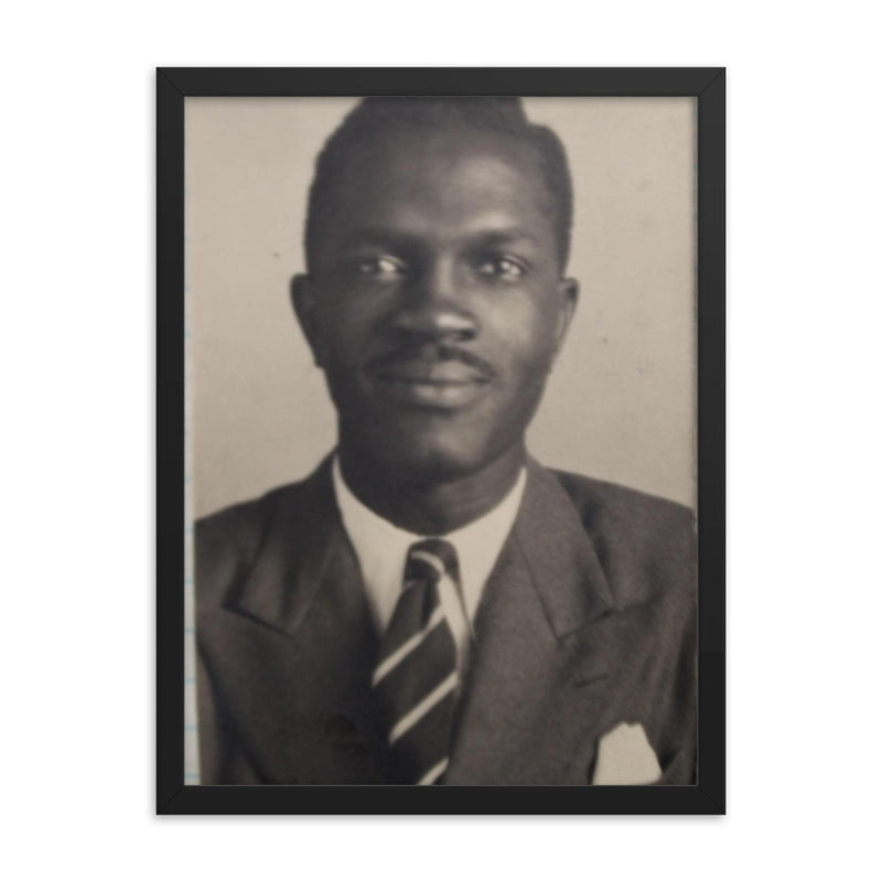 Abioseh Nicol framed print on a plain backdrop in size 18