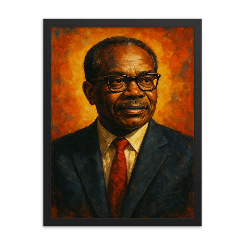 Abioseh Nicol framed print on a plain backdrop in size 18