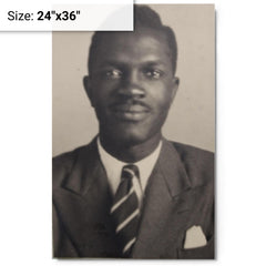 Abioseh Nicol metal print on a plain backdrop in size 24"x36".