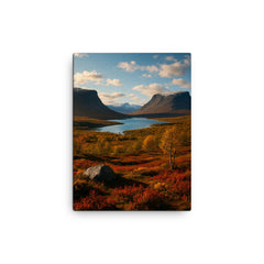Abisko Lapporten Tjuonavagge Sweden canvas print on a plain backdrop in size 12"x16".