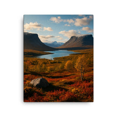 Abisko Lapporten Tjuonavagge Sweden canvas print on a plain backdrop in size 16"x20".