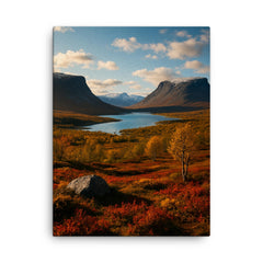 Abisko Lapporten Tjuonavagge Sweden canvas print on a plain backdrop in size 18"x24".