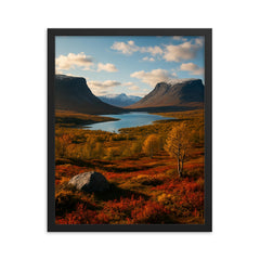 Abisko Lapporten Tjuonavagge Sweden framed print on a plain backdrop in size 16"x20".