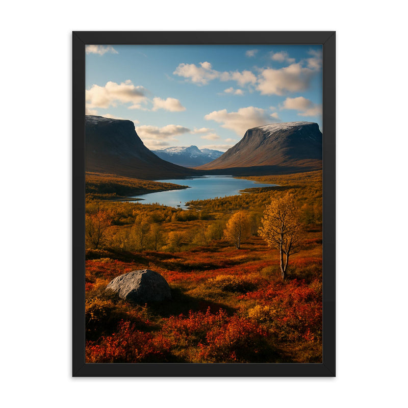 Abisko Lapporten Tjuonavagge Sweden framed print on a plain backdrop in size 18