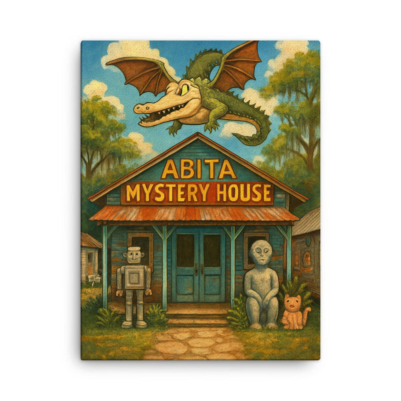 Abita Mystery House Louisiana USA canvas print on a plain backdrop in size 18