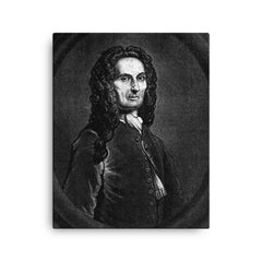 Abraham de Moivre canvas print on a plain backdrop in size 16"x20".