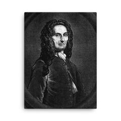 Abraham de Moivre canvas print on a plain backdrop in size 18"x24".