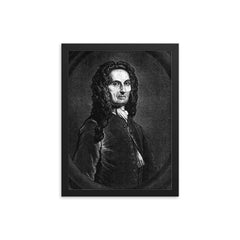 Abraham de Moivre framed print on a plain backdrop in size 12"x16".