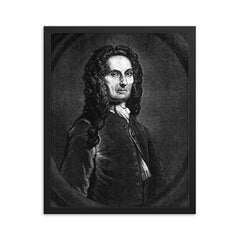 Abraham de Moivre framed print on a plain backdrop in size 16"x20".