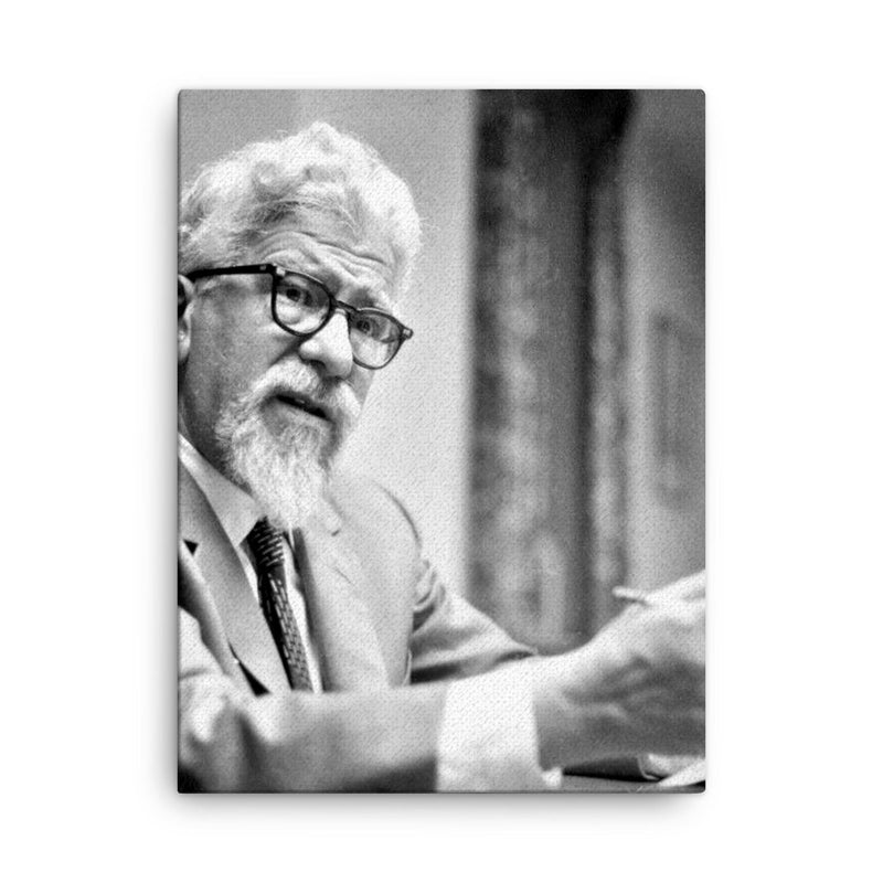 Abraham Joshua Heschel canvas print on a plain backdrop in size 18