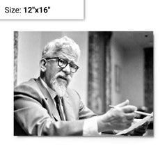 Abraham Joshua Heschel metal print on a plain backdrop in size 12"x16".