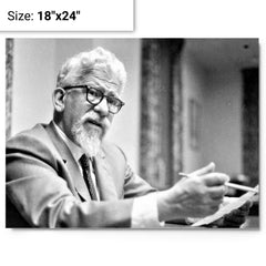 Abraham Joshua Heschel metal print on a plain backdrop in size 18"x24".