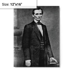 Abraham Lincoln by Mathew Brady metal print on a plain backdrop in size 12"x16".