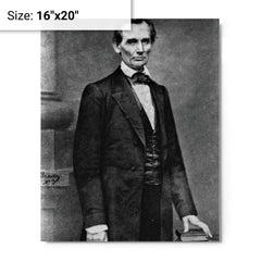 Abraham Lincoln by Mathew Brady metal print on a plain backdrop in size 16"x20".