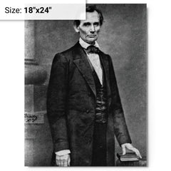Abraham Lincoln by Mathew Brady metal print on a plain backdrop in size 18"x24".