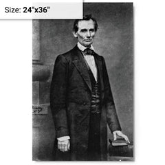 Abraham Lincoln by Mathew Brady metal print on a plain backdrop in size 24"x36".