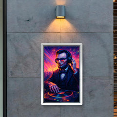 Abraham Lincoln DJ ing at a rave poster 2
