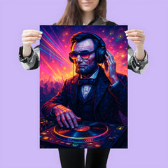 Abraham Lincoln DJ ing at a rave poster 3