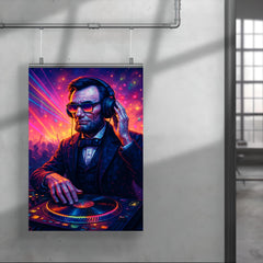 Abraham Lincoln DJ ing at a rave poster 4